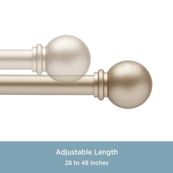 Kenney Kn71704 Chelsea Ball End Standard Decorative Window Curtain Rod 2848 Adjustable Length Soft Brass Finish 58 Diam