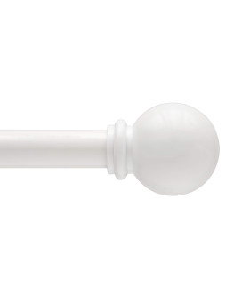 Kenney Kn71702 Chelsea Ball End Standard Decorative Window Curtain Rod 2848 Adjustable Length White Finish 58 Diameter