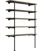 Industrial Retro Wall Mount Iron Pipe Shelf Diy Open Bookshelf Hung Bracket Home Improvement Kitchen Shelves Tool Utility Shelve