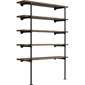 Industrial Retro Wall Mount Iron Pipe Shelf Diy Open Bookshelf Hung Bracket Home Improvement Kitchen Shelves Tool Utility Shelve