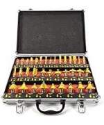 Router Bits 35Pc Set 14 Shank Tungsten Carbide Tips Aluminum Carry Storage Case Multi Piece Kit