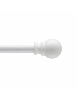 Kenney Kn55251 Davenport Ball End Petite Caf Decorative Window Curtain Rod 4886 Adjustable Length White Finish 12 Dia