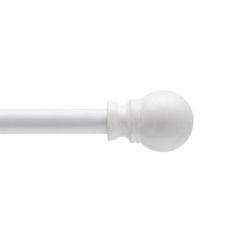 Kenney Kn55251 Davenport Ball End Petite Caf Decorative Window Curtain Rod 4886 Adjustable Length White Finish 12 Dia