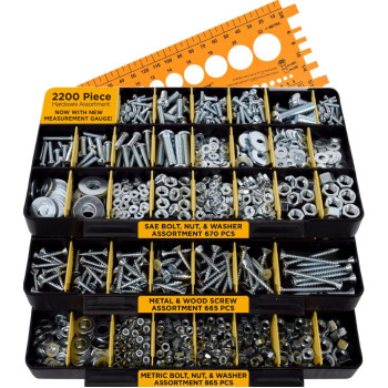 Jackson Palmer 2201 Piece Hardware Assortment Kit With Screws Nuts Bolts Washers 3 Trays