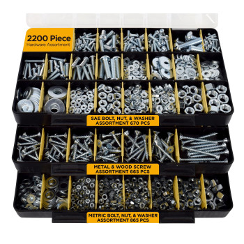 Jackson Palmer 2201 Piece Hardware Assortment Kit With Screws Nuts Bolts Washers 3 Trays