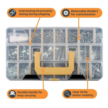 Jackson Palmer 2201 Piece Hardware Assortment Kit With Screws Nuts Bolts Washers 3 Trays