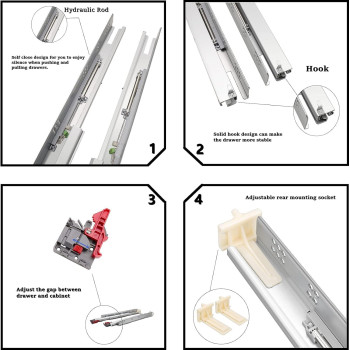 Gobrico Soft Close Underrear Mounting Drawer Slides 21 Full Extension Concealed Drawer Glides Heavy Duty Locking Devicemou