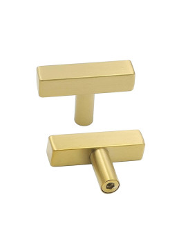 Goldenwarm 10 Pack Brushed Brass Cabinet Knobs Drawer Knobs Gold Kitchen Hardware 2 Inch 50Mm Overall Length Ls1212Gd Square