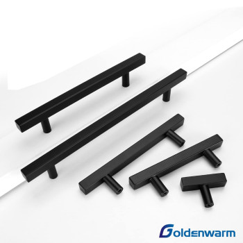 Goldenwarm 10 Pack Black Cabinet Handles Matte Black Dresser Pulls 3 Drawer Handle Pull Lsj22Bk76 Black Kitchen Cabinet Hardwa