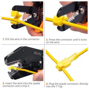 Wirefy T Tap Wire Connectors Kit Electrical Connectors Kit Spade Terminals Quick Splice Disconnect Wire Taps 120 Pcs 22