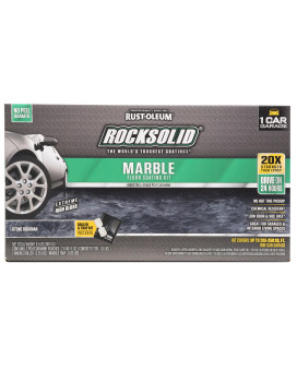 Rustoleum 306320 Rocksolid Marble 1 Car Garage Floor Coating Kit Stone Obsidian Grayblack 5 Piece Set