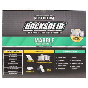 Rustoleum 306320 Rocksolid Marble 1 Car Garage Floor Coating Kit Stone Obsidian Grayblack 5 Piece Set