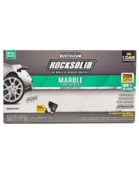 Rustoleum 306321 Rocksolid Marble 1 Car Garage Floor Coating Kit Mountain White 5 Piece Set