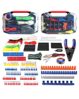 Workpro 582Piece Crimp Terminals Wire Connectors Heat Shrink Tube Electrical Repair Kit With Wire Cutter Stripper