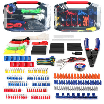 Workpro 582Piece Crimp Terminals Wire Connectors Heat Shrink Tube Electrical Repair Kit With Wire Cutter Stripper