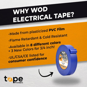 Wod Etc766 Professional Grade General Purpose Rainbow Electrical Tape Ulcsa Listed Core Vinyl Rubber Adhesive Electrical Tape