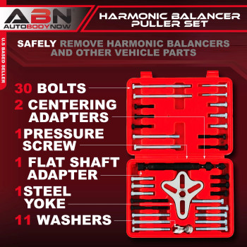 Abn Harmonic Balancer Puller 46Piece Tool Kit Flywheel Remover Crankshaft Pulley Removal Steering Wheel Pulling Set