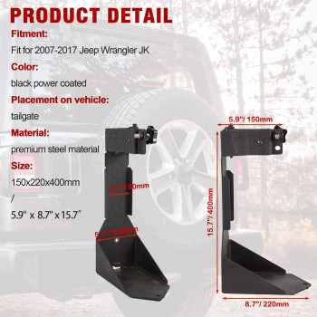 Partol High Lift Jack Mount Bracket For Jeep Wrangler Jk 20072017 Rear High Lift Mounting Kit Offroad Tailgate High Jack Moun