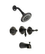 Designers Impressions 651701 Oil Rubbed Bronze Tub Shower Combo Faucet Three Handle Design And Multisetting Shower Head Con