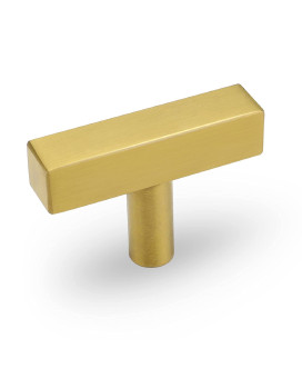 Goldenwarm 5Pack Gold Cabinet Pulls Kitchen Hardware Drawer Knobs Ls1212Gd Brushed Brass Square T Bar Cabinet Knobs Single Hole