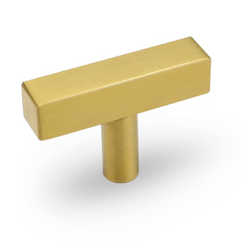 Goldenwarm 5Pack Gold Cabinet Pulls Kitchen Hardware Drawer Knobs Ls1212Gd Brushed Brass Square T Bar Cabinet Knobs Single Hole