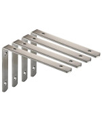 Deezio Stainless Steel Heavy Duty Lshaped Corner Brace Joint Angle Bracket Shelf Brackets Brushed Nickel Pack Of 4250X150X4M