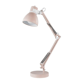 Globe Electric 52028 28 Swing Arm Desk Lamp Matte Rose Matte White Accents Onoff Rotary Switch Partially Adjustable Swing