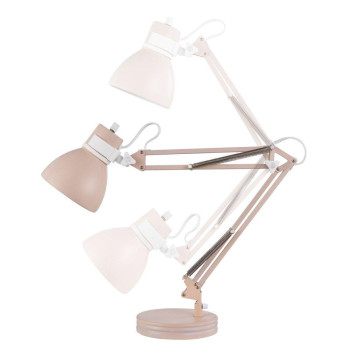 Globe Electric 52028 28 Swing Arm Desk Lamp Matte Rose Matte White Accents Onoff Rotary Switch Partially Adjustable Swing