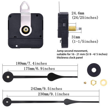 Hicarer High Torque Clock Movement Mechanism With 230 Mm 91 Inch Long Hand Shaft Length 45 Inch 20 Mm