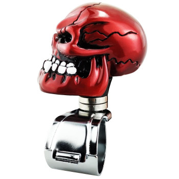 Lunsom Steering Wheel Knob Skull Shape Driving Power Handle Control Suicide Knob Spinner Car Turning Aid Helper Fit Most Vehicl