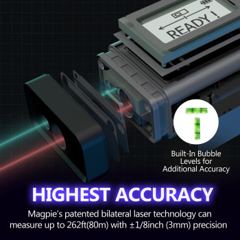 The First Bilateral Laser Measurement Tool Magpie Vh80 262Ft80M Dual Laser Distance Meter With Bluetooth App Connection La