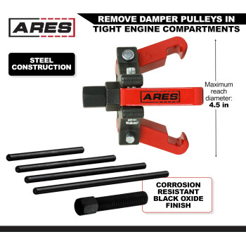 Ares 71002 Harmonic Balancer Puller Kit Adjustable 3Jaw Puller Fits Most Late Model Automobiles Trucks Remove Damper Pu