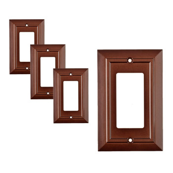 Sleeklighting Pack Of 4 Wall Plate Outlet Switch Covers Decorative Dark Brown Mahogany Look Variety Of Styles Decoratordup