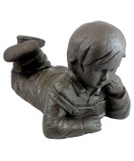 Emsco Group 92246 Day Dreaming Boy Statue Natural Appearance Made Of Resin Lightweight 16 Height Garden Bronze