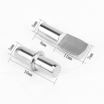 Sutemribor 100Pcs Nickel Plated Shelf Bracket Pegs Cabinet Furniture Shelf Pins Support 4 Styles