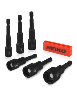 Neiko 10190A Magnetic Nut Driver Set 6 Piece Impact Nut Driver Set Sae 14 To 916 2916 Long Nut Driver Bit Set F