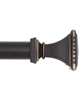 Ivilon Decorative Window Curtain Rod Carved Square Finials 1 18 In Rod 72 To 144 In Antique Black