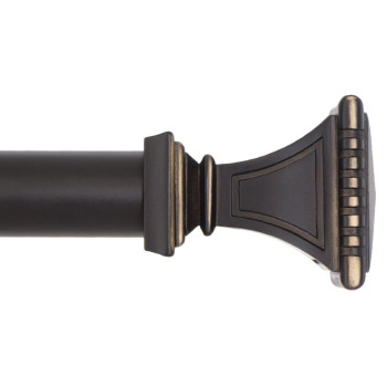 Ivilon Decorative Window Curtain Rod Carved Square Finials 1 18 In Rod 72 To 144 In Antique Black