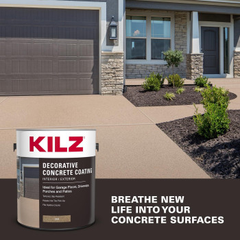 Kilz Decorative Concrete Coating Interiorexterior Slip Resistant Tan 1 Gallon