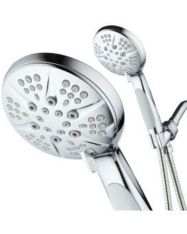 Notilus Giant Highpressure 6Setting Luxury Rainhandheld Shower Head Antislip Grip Metal Fittings Anticlog Jets Heavyd