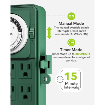 Bnlink 24 Hour Mechanical Outdoor Multi Socket Timer 6 Outlet Garden Power Stake With 6Ft Cords Outdoor Timers For Christmas