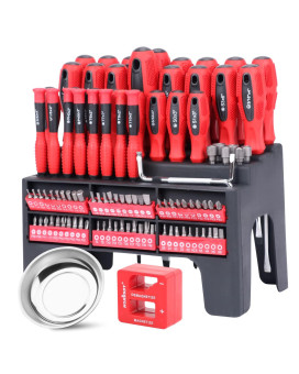 Horusdy 102Piece Magnetic Screwdriver Set With Plastic Racking Includs Precision Screwdriver And Magnetizer Demagnetizer Diy T