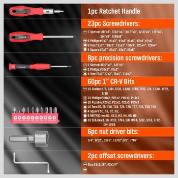 Horusdy 102Piece Magnetic Screwdriver Set With Plastic Racking Includs Precision Screwdriver And Magnetizer Demagnetizer Diy T