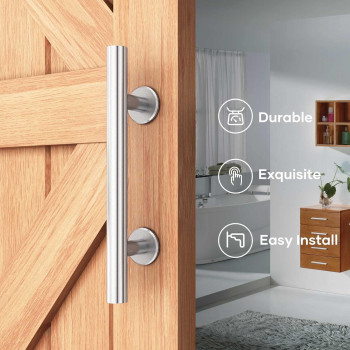 Easelife 12 Stainless Steel Sliding Barn Door Handles And Pulls Flush Hardware Set Double Sided Brushed Finish Antirust Anti