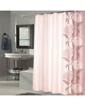 Sweet Home Collection Extra Long 84 X 70 Shower Curtain Durable Water Repellent Resistant Fabric Beautiful Flower Stripe Mot