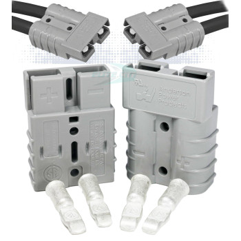 Anderson Power Products SB50 Connector Kit, 50 Amps, 36V Gray Housing, w/ 6 AWG, 6319 (Pair)