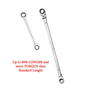 Mountain 12X14Mm Double Box Universal Spline Reversible Ratcheting Wrench 90 Tooth Design Long Flexible Reversible Mtnrm121