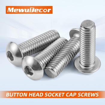 51618 X 1 Button Head Socket Cap Screws 304 Stainless Steel 188 Bright Finish Coarse Thread Fully Threaded Allen Hex Dr