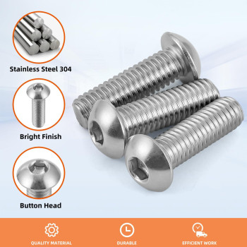 51618 X 1 Button Head Socket Cap Screws 304 Stainless Steel 188 Bright Finish Coarse Thread Fully Threaded Allen Hex Dr