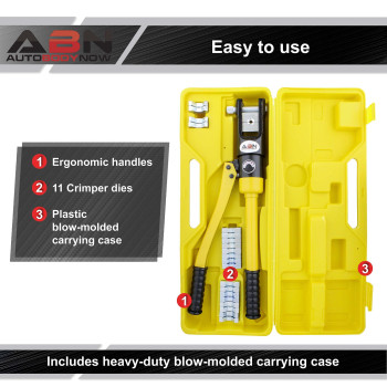 Abn Hydraulic Crimper Cable Crimping Tool 11 Crimper Dies 16 Ton Battery Cable Crimper Cable Crimper Lug Crimper